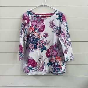Joules Cream 3/4 Sleeve Floral Tunic